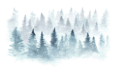 Naklejka natura śnieg drzewa sztuka