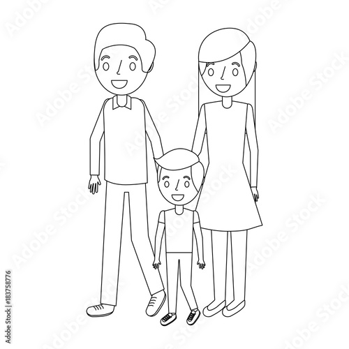Family Father Mother And Son Together Standing Vector Illustration