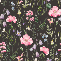 Wall Mural - Watercolor floral pattern