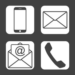 Wall Mural - contact icons - simple flat design isolated on grey background, vector