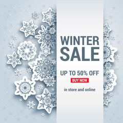 Snowflakes winter background sale