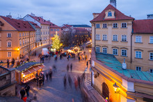 Christmas Market In Prague . View Of Decorations On The Old Town Square And Surroundings