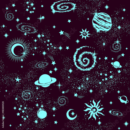 Cotton fabric Galaxy Constilation nahtloses Muster drucken könnte verwendet werden, für Textilien, Yoga-Matte, Handyhülle