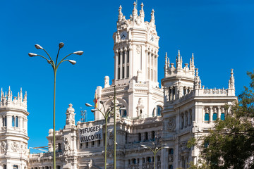 Wall Mural - The Cybele Palace (City Hall) in Madrid, Spain. Copy space for text.