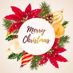 Wall Mural - Merry christmas greeting postcard