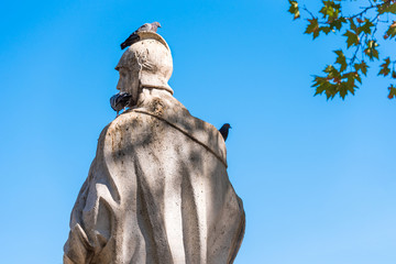 Wall Mural - View of the sculpture in the city park, Madrid, Spain. Copy space for text.