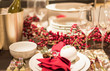 Beautiful holiday table place settings for entertaining guests