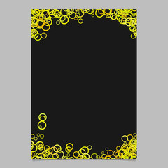 Poster - Modern chaotic circle design brochure template - trendy vector blank flyer background graphic with yellow circles
