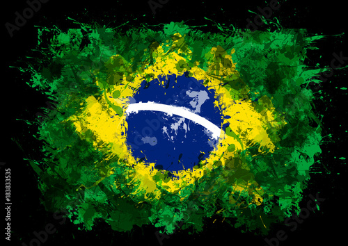 Bandeira Brasil Pintada Fundo Preto Stock Illustration Adobe Stock