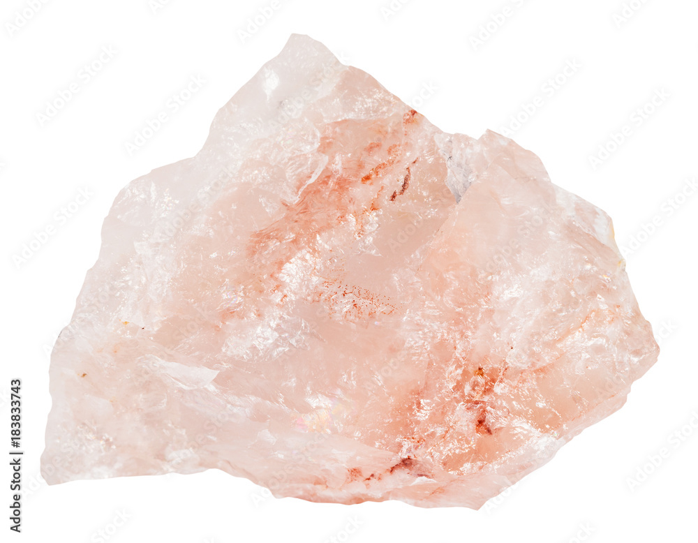 crystalline rose quartz gemstone isolated - obrazy, fototapety, plakaty 