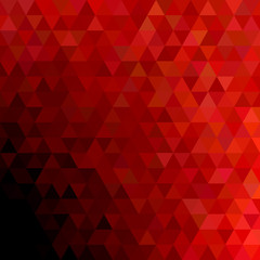 Wall Mural - Geometrical abstract regular triangle background - trendy mosaic vector graphic design with red triangles on black background