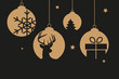 Christbaumschmuck - goldene Kugeln mit weihnachtlichen Symbolen