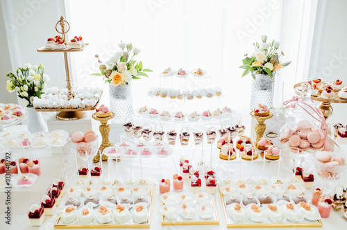 Delicious Wedding Reception Candy Bar Dessert Table Full With