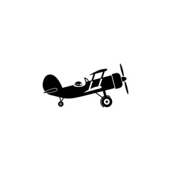 Poster - vector black retro biplane icon. transport elements. premium quality graphic design icon. simple ico