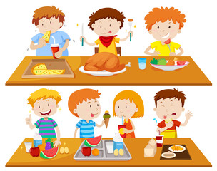 Sticker - People eating different types of food