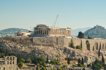 Fototapete - acropolis parthenon caryatids landscape athesn greece morning