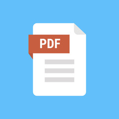 Poster - PDF file icon. Flat design graphic illustration. Vector PDF icon.