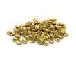Gold coffee beans on a white background. 3d illustration