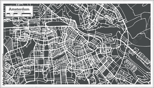 Cuadros en Lienzo Amsterdam Holland Map in Retro Style.
