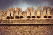 Thatched Roof With Straw And Bundle Reed