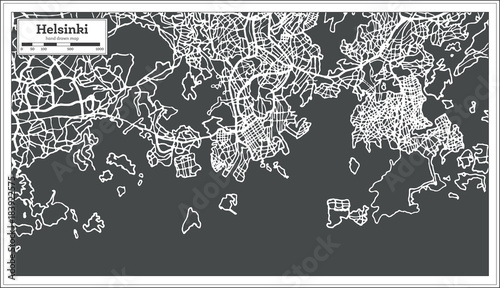 Fotografía Helsinki Finland Map in Retro Style.