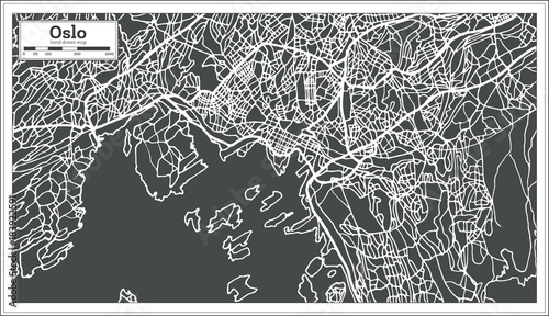 Cuadros en Lienzo Oslo Norway Map in Retro Style.