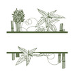 Vector frame with jute. Hand  drawn plants. Jute fibers.