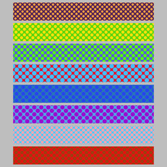 Poster - Color seamless polka dot pattern web banner background template set - abstract vector graphic design collection with colored circles