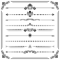 Wall Mural - Vintage set of vector decorative elements. Horizontal separators in the frame. Collection of different ornaments. Classic patterns. Set of vintage patterns