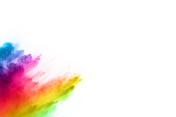 Wall Mural - abstract powder splatted on white background,freeze motion of color powder exploding/throwing color 