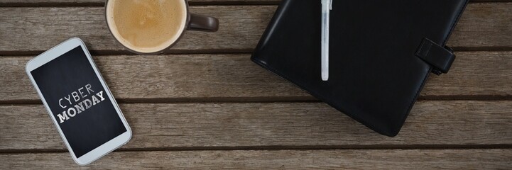 Poster - Composite image of mobile phone, coffee, pen and organizer on