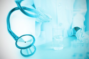 Poster - Composite image of blue stethoscope