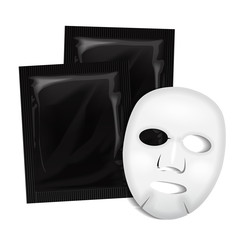 Wall Mural - Facial Mask. Black Cosmetics Package. Vector package design for face mask on white background