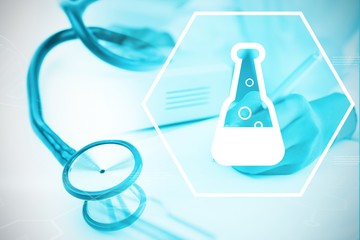 Poster - Composite image of digital background with chemical sign 