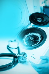 Poster - Composite image of stethoscope on desk