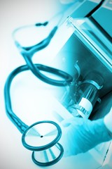 Poster - Composite image of blue stethoscope