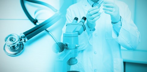 Poster - composite image of stethoscope on desk