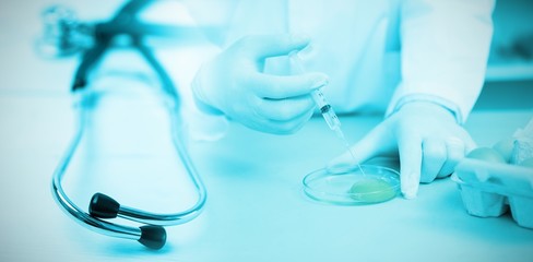 Poster - composite image of stethoscope on desk