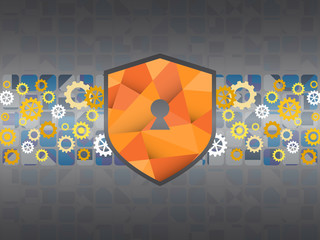 Wall Mural - cyber security concept vector illustration. symbol of shield with keyhole and gear, as protection fr