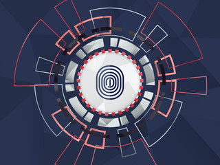 Wall Mural - cyber security concept vector illustration. symbol of fingerprint, as protection from hacking, on mu