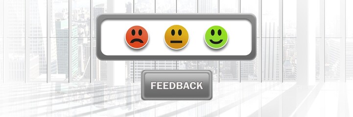 Poster - feedback smiley faces satisfaction icons by window