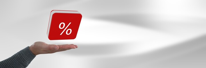 Poster - Hand open with percent symbol icon