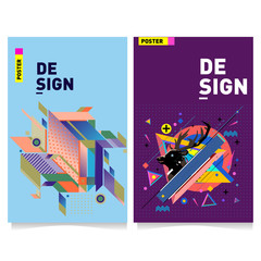 Aufkleber - Colorful geometric poster and cover design. Minimal geometric pattern gradients backgrounds. Eps10 vector.