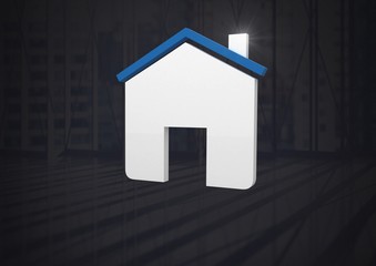 Poster - Home icon symbol and dark background