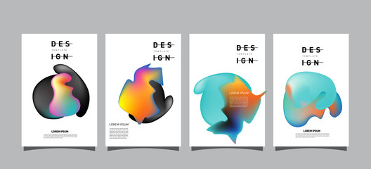 Aufkleber - Abstract Liquid color covers set. Fluid shapes composition. Futuristic design posters. Vector layout design template.