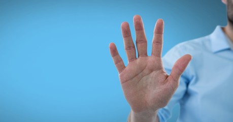 Poster - Hand open with bright blue background