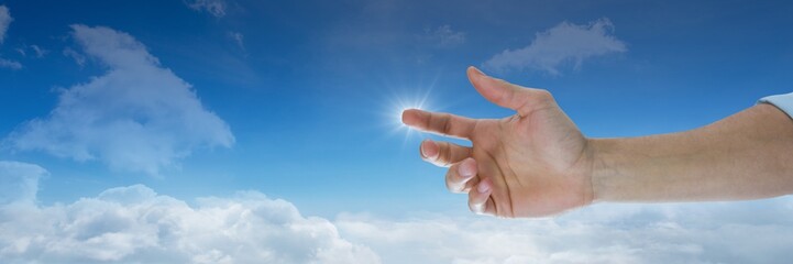 Poster - Hand touching sky