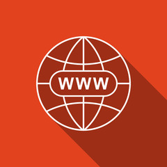 Poster - Go To Web icon isolated with long shadow. Www icon. Website pictogram. World wide web symbol. Internet symbol for your web site design, logo, app, UI. Flat design. Vector Illustration