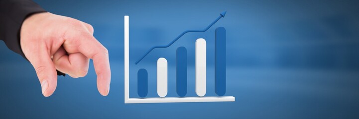 Poster - Hand touching 3D bar chart statistics icon
