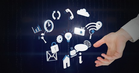 Poster - Hand open with 3D mixed app icons